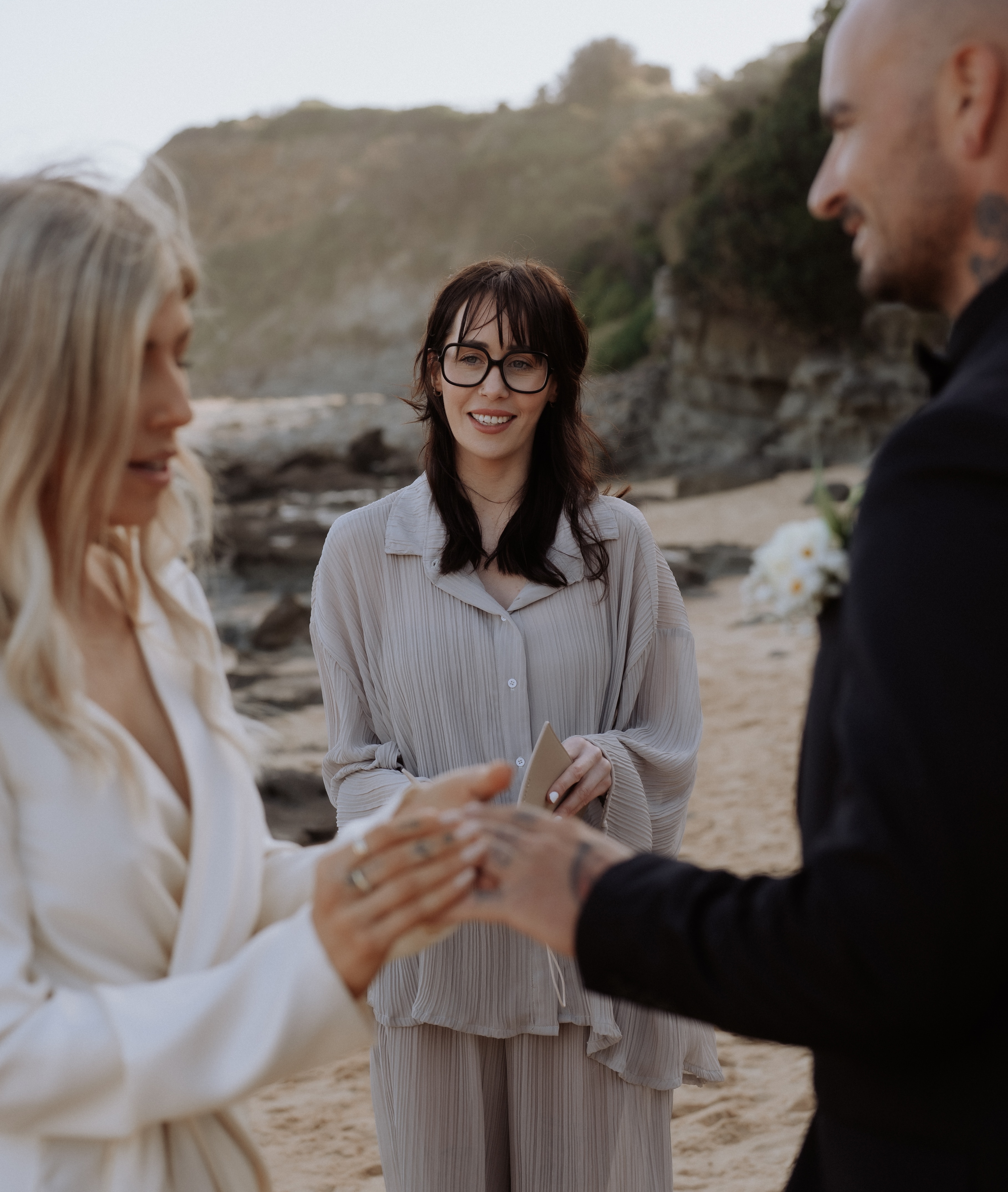 Intimate beach elopement ceremony